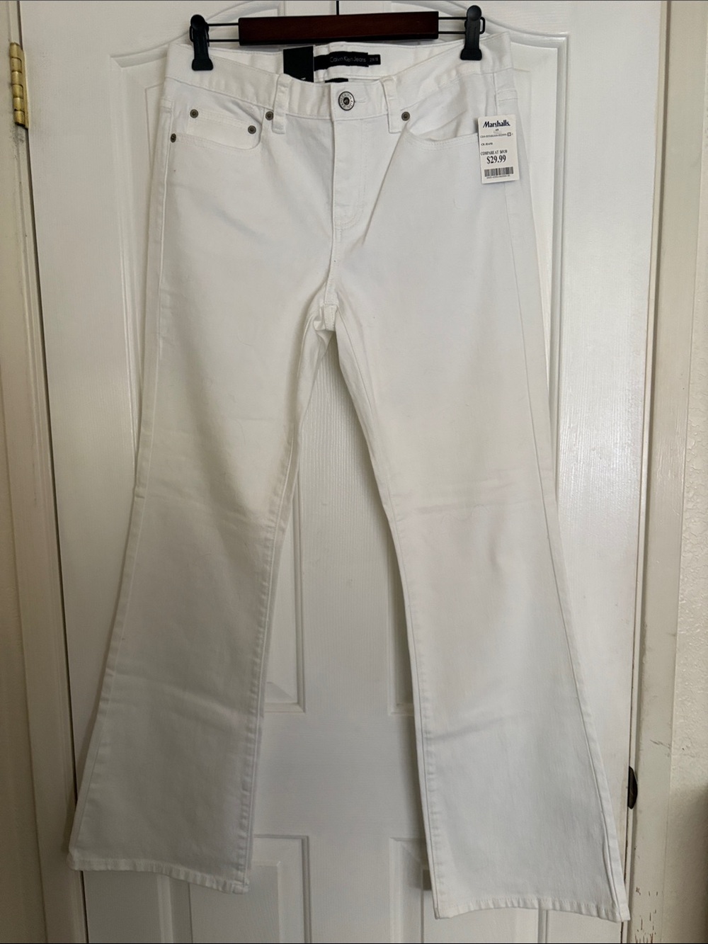 Calvin Klein Jeans White Flare Wide-Leg Jeans
